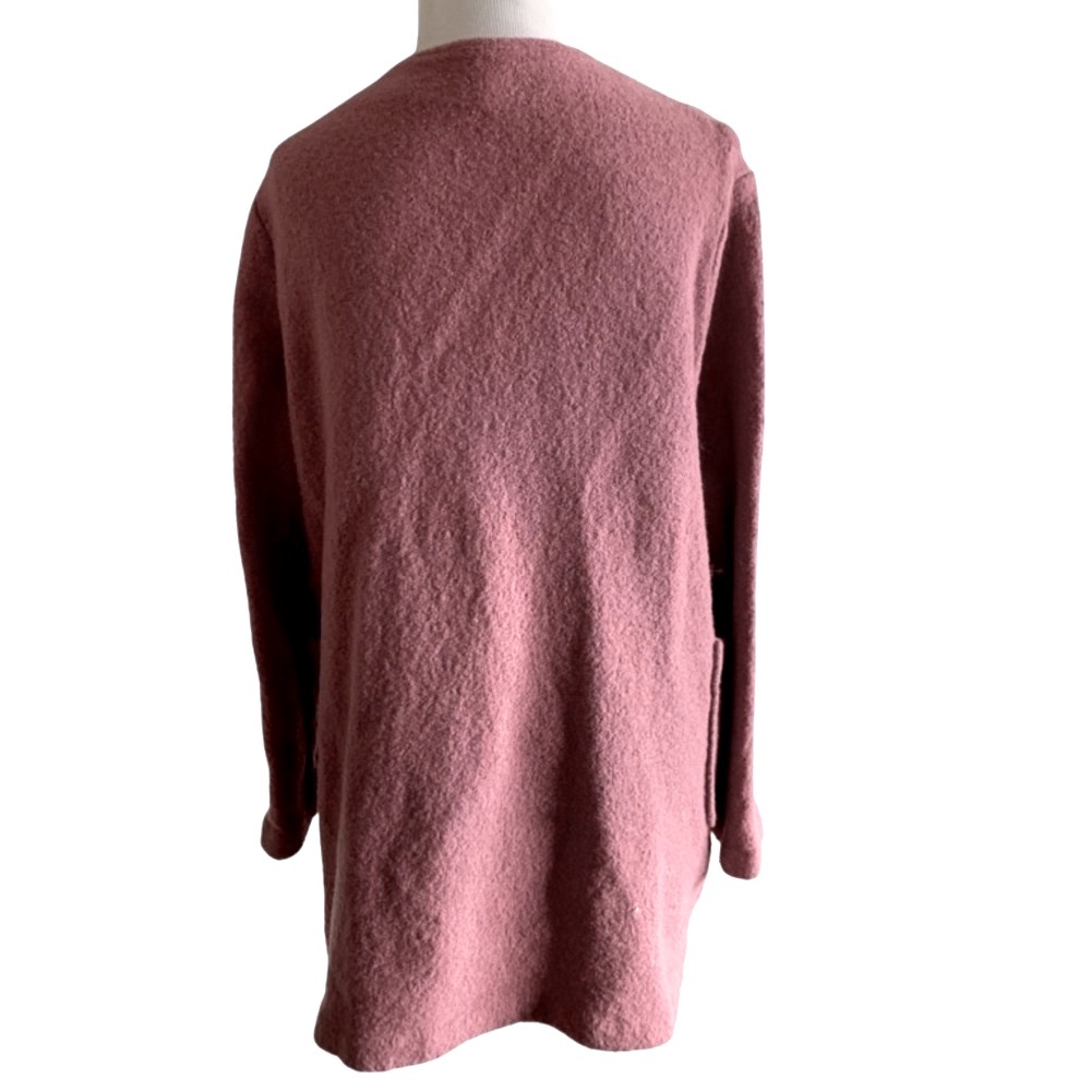Max Studio Pink Wool Blend Long Line Zip Down Jacket Blazer Size Large - Picture 5 of 13